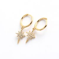 1 Pair Casual Star Sterling Silver Inlay Rhinestones Drop Earrings main image 3