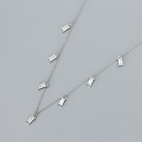 Simple Style Square Sterling Silver Inlay Zircon Necklace sku image 2