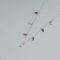Simple Style Square Sterling Silver Inlay Zircon Necklace sku image 4