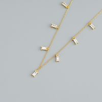 Simple Style Square Sterling Silver Inlay Zircon Necklace sku image 1