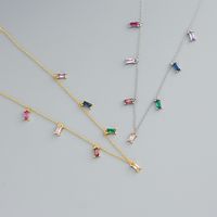 Simple Style Square Sterling Silver Inlay Zircon Necklace main image 2