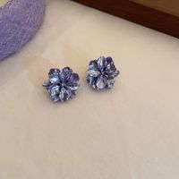 Sweet Flower Alloy Inlay Artificial Pearls Rhinestones Women's Drop Earrings sku image 1