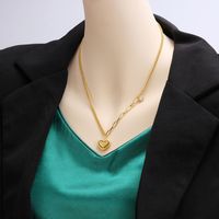 Simple Style Heart Shape Stainless Steel Copper Plating 24k Gold Plated Pendant Necklace main image 3