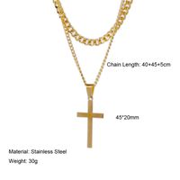 Retro Cross Stainless Steel Titanium Steel Plating Gold Plated Layered Necklaces main image 4