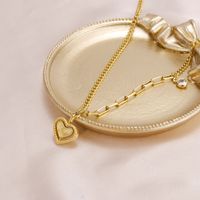 Simple Style Heart Shape Stainless Steel Copper Plating 24k Gold Plated Pendant Necklace main image 6