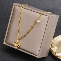 Simple Style Heart Shape Stainless Steel Copper Plating 24k Gold Plated Pendant Necklace main image 1