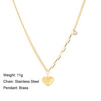 Simple Style Heart Shape Stainless Steel Copper Plating 24k Gold Plated Pendant Necklace main image 4