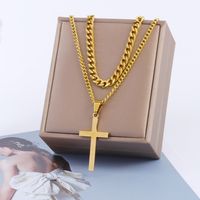 Retro Cross Stainless Steel Titanium Steel Plating Gold Plated Layered Necklaces sku image 1