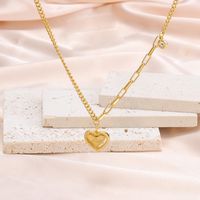 Simple Style Heart Shape Stainless Steel Copper Plating 24k Gold Plated Pendant Necklace main image 5