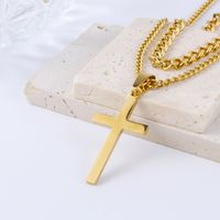 Retro Cross Stainless Steel Titanium Steel Plating Gold Plated Layered Necklaces main image 6