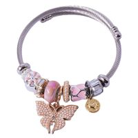 Cute Sweet Heart Shape Bow Knot Alloy Steel Wire Plating Inlay Artificial Pearls Women's Bangle main image 2