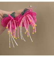 Sweet Flower Beaded Cloth Women's Drop Earrings sku image 1