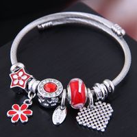 Vacation Heart Shape Alloy Plating Inlay Rhinestones Cuff Bracelets sku image 1