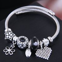 Vacation Heart Shape Alloy Plating Inlay Rhinestones Cuff Bracelets sku image 3