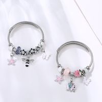 Cute Sweet Starfish Bee Bow Knot Stainless Steel Plating Bangle main image 5