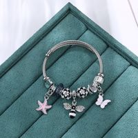 Cute Sweet Starfish Bee Bow Knot Stainless Steel Plating Bangle main image 3