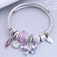 Fairy Style Animal Stainless Steel Plating Inlay Artificial Crystal Cuff Bracelets main image 1