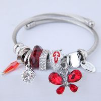 Fairy Style Animal Stainless Steel Plating Inlay Artificial Crystal Cuff Bracelets main image 2