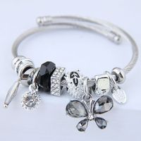 Fairy Style Animal Stainless Steel Plating Inlay Artificial Crystal Cuff Bracelets main image 4