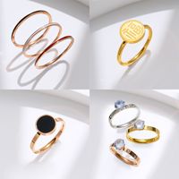 201 Stainless Steel 18K Gold Plated Simple Style Inlay Solid Color Rhinestones Rings main image 1