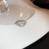 Modern Style Simple Style Geometric Flower Copper Artificial Pearls Zircon Open Ring In Bulk sku image 6