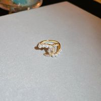 Modern Style Simple Style Geometric Flower Copper Artificial Pearls Zircon Open Ring In Bulk sku image 2