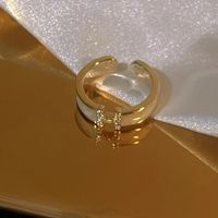 Modern Style Simple Style Geometric Flower Copper Artificial Pearls Zircon Open Ring In Bulk sku image 3