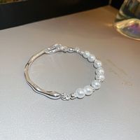 Style Ig Style Moderne Rond Fleur Perle D'eau Douce Métal Perlé Placage Incruster Strass Bracelets sku image 4