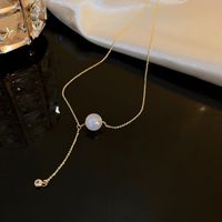 Elegant Geometric Titanium Steel Inlay Artificial Pearls Rhinestones Necklace sku image 3