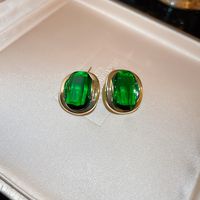 1 Pair Retro Color Block Heart Shape Pleated Inlay Copper Rhinestones Drop Earrings sku image 77