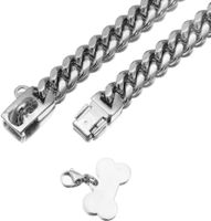 New Stainless Steel Cuban Link Chain Golden Silver 14mm Dog Leash main image 5