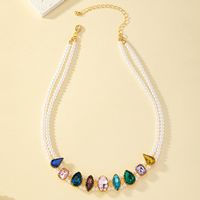 Wholesale Jewelry Retro Baroque Style Pearl Alloy Artificial Gemstones Pendant Necklace sku image 1