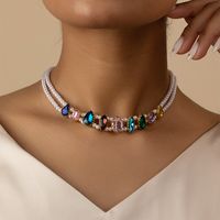 Großhandel Schmuck Retro Barocker Stil Perle Legierung Künstliche Edelsteine Halskette Mit Anhänger main image 1