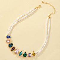 Großhandel Schmuck Retro Barocker Stil Perle Legierung Künstliche Edelsteine Halskette Mit Anhänger main image 2