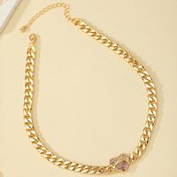 Bijoux En Gros Rétro Forme De Cœur Alliage Strass Collier Ras De Cou main image 3