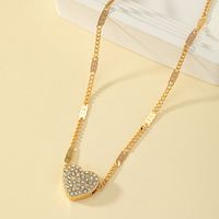 Wholesale Jewelry Ins Style Commute Heart Shape Alloy Rhinestones Pendant Necklace sku image 1