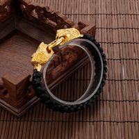 Hip-Hop Punk Lion Stainless Steel Rope Plating 18K Gold Plated Men'S Bracelets main image 4