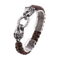 Hip Hop Punk Lion Acier Inoxydable Corde Placage Plaqué Or 18K Hommes Bracelets sku image 1