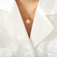 Lässig Einfacher Stil Runden Titan Stahl Überzug 18 Karat Vergoldet Halskette Mit Anhänger sku image 2