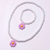 Cute Pastoral Flower Plastic Resin Beaded Handmade Girl's Bracelets Necklace main image 3