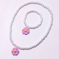 Cute Pastoral Flower Plastic Resin Beaded Handmade Girl's Bracelets Necklace sku image 3