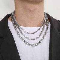 Hip-hop Punk Solid Color Stainless Steel Patchwork Men's Layered Necklaces main image 1