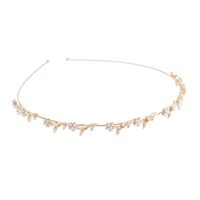 Simple Style Geometric Metal Inlay Artificial Rhinestones Artificial Pearls Hair Band main image 2