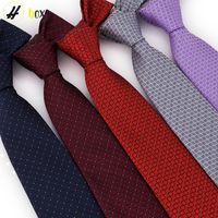 Cravate En Polyester Jacquard D'affaires À Carreaux De Couleur Unie Pour Hommes En Gros main image 3
