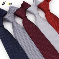 Cravate En Polyester Jacquard D'affaires À Carreaux De Couleur Unie Pour Hommes En Gros main image 4