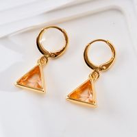 1 Pair Retro Triangle Copper Inlay Zircon Drop Earrings sku image 8