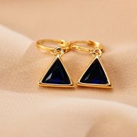 1 Pair Casual Elegant Simple Style Triangle Inlay Copper Zircon 18K Gold Plated Drop Earrings main image 3