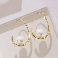 1 Pair Simple Style Water Droplets Copper Plating Inlay Pearl Gold Plated Earrings main image 1