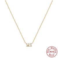 Sterling Silver Simple Style Number Plating Pendant Necklace sku image 1