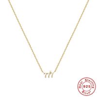 Sterling Silver Simple Style Number Plating Pendant Necklace sku image 4